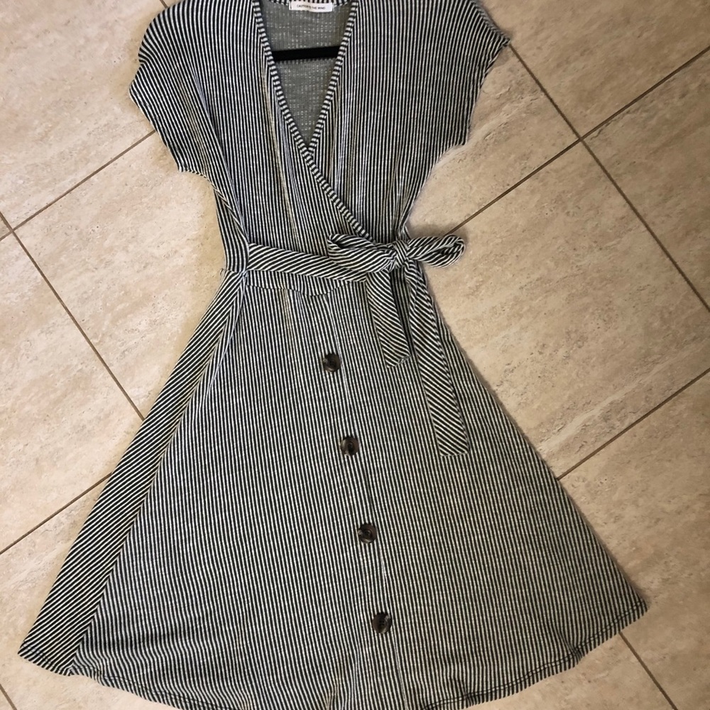 Green/ White striped Short Dress